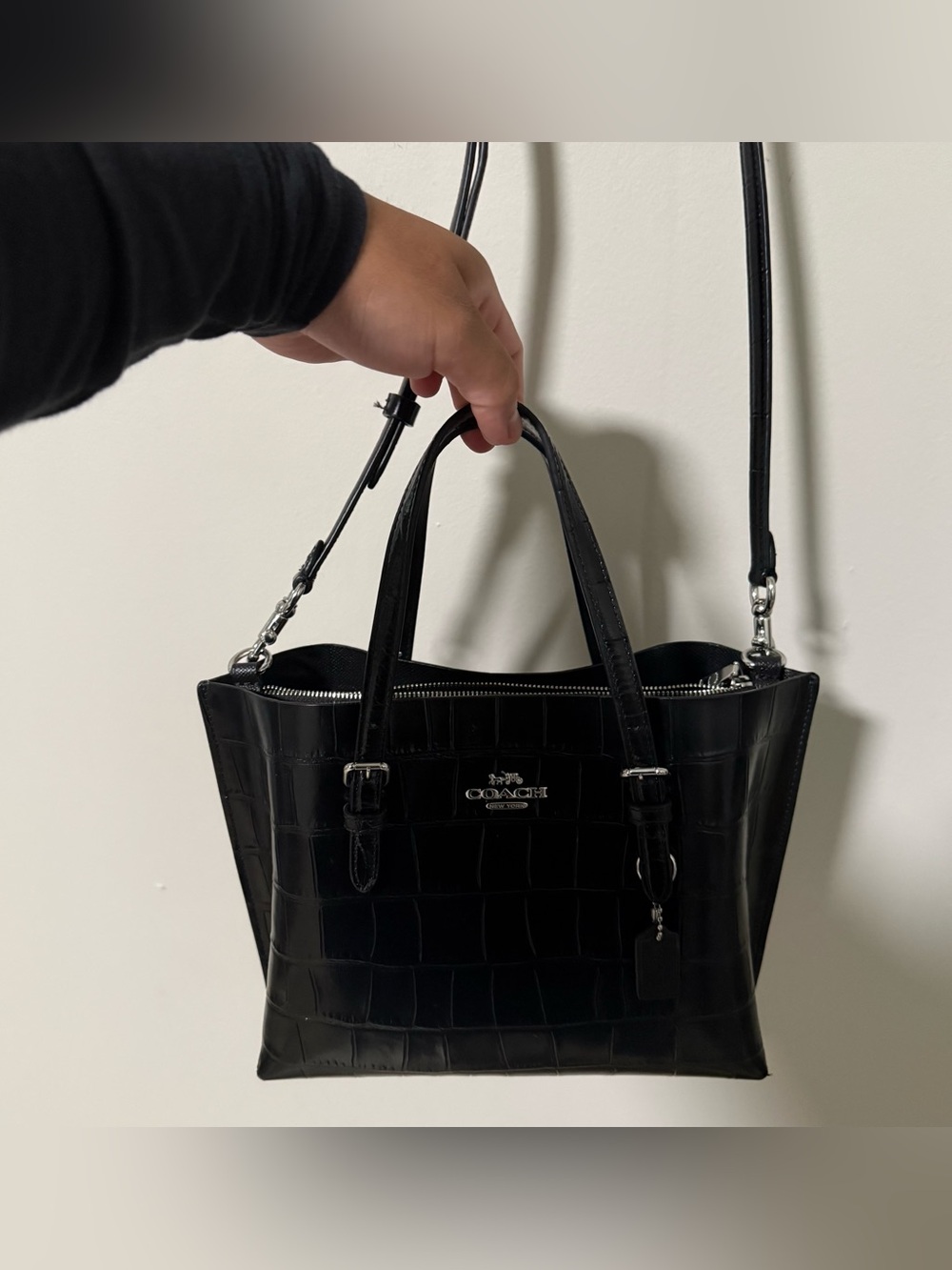 COACH Black Croc Embossed Mollie Tote Bag
25 with straps - Picture 12 of 14